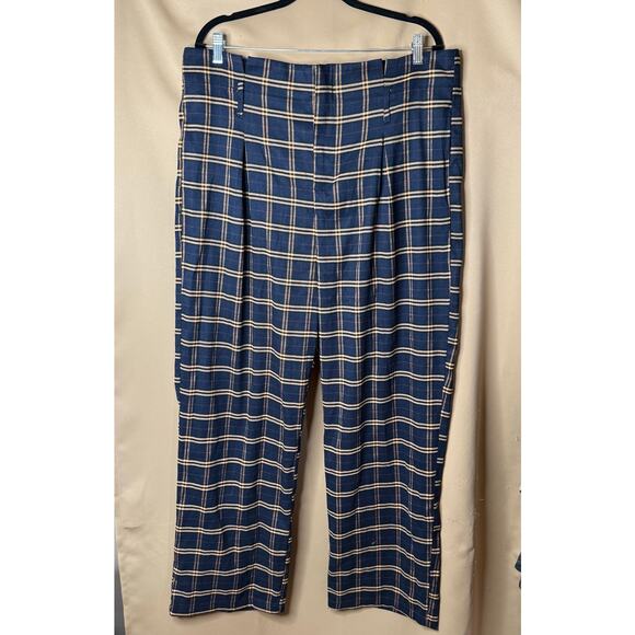 Timeless London Unique Vintage 1960’s Navy Plaid Wide Leg Trousers Pants 1X NWOT - Picture 2 of 8